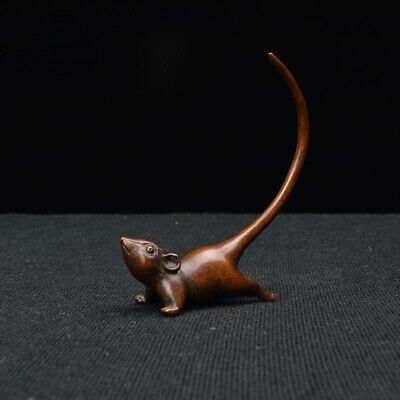 Rare chinese old bronze hand carved lovely mouse statue figure Tea pet Art Gift