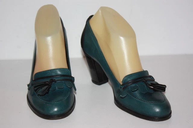 COMPTOIR DES COTONNIERS Escarpins Franges Cuir Bleu P trole T 36