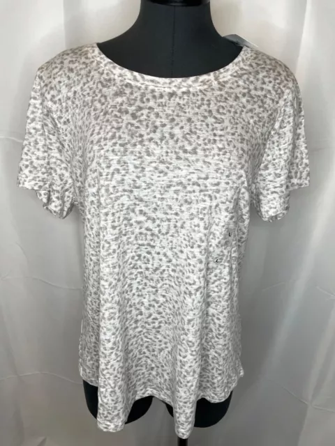 Style & Co Essential Tee Size Large T-Shirt Scoop Neck Short Sleeve Animal Print