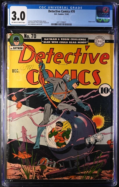 Detective Comics #70 (CGC 3.0) Classic Underwater Cover - DC Golden Age 1942!