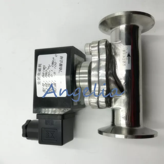 AC220V DC24V 1" DN25 Sanitary Solenoid Valve NC SS304 Tri Clamp OD 50.5mm