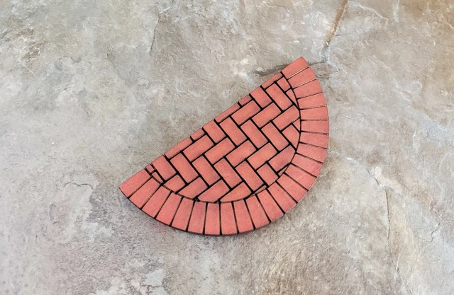 Dollhouse Miniature Brick Step Half Round Large Exterior for Entryway Door 1:12