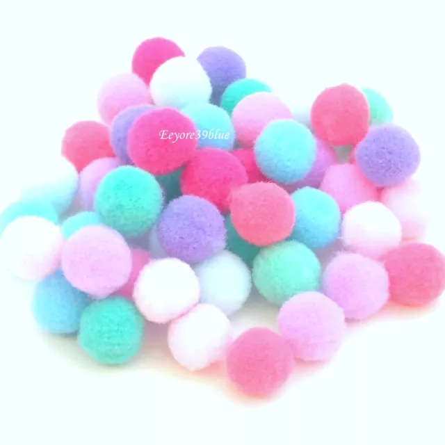 POM POMS Plush Soft Balls Pastel Colours 10mm Mix Party Garment Craft Supplies