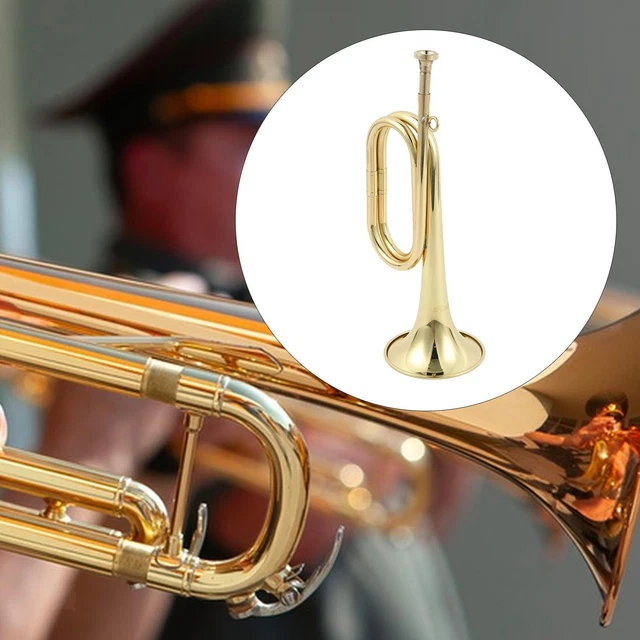 Clairon Trompette Portable En Laiton Plaqué Or - Instrument De Corne Rétro Standard Si Bémol Pour Débutants