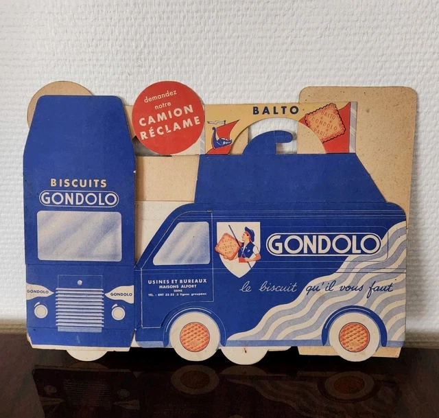 Jouet Ancien – Camion Publicitaire Biscuit Beaumont – Véhicule Pub Vintage