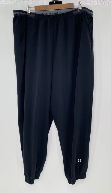 Sports Illustrated Plus Size Jogger Pants Black Stretch Fabric Size 1x