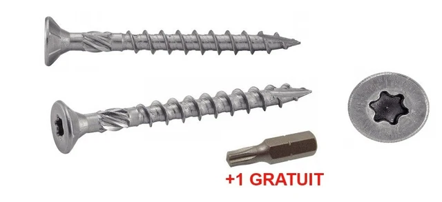 200 Vis à Bois Inox A2 - 4,5 X 50 Mm, Torx, Tête Fraisée - Fabriqué En Allemagne