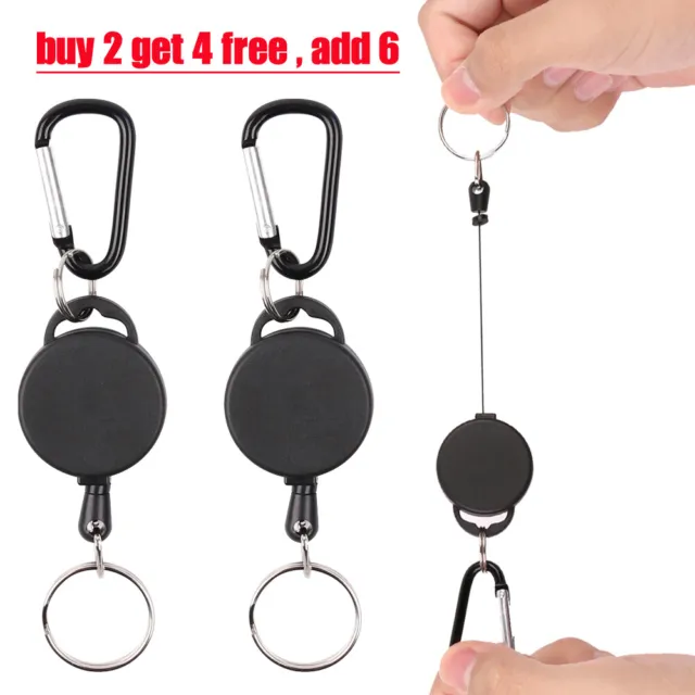 Stainless Retractable Chain Key Ring Pull Recoil Keyring Heavy Duty Steel Clip