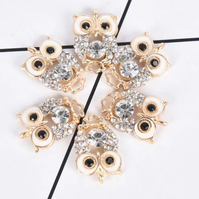 10Pcs/Set Alloy Crystal Owl Charms Pendant Jewelry Findings DIY Making Cra.jh