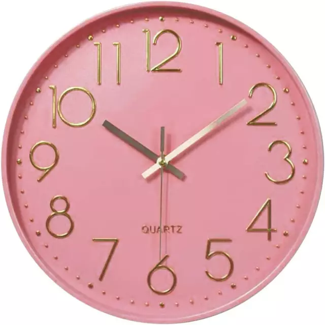 Silent Wall Clock 12 in Kitchen Clock Quartz Battery Operated round Modern Home