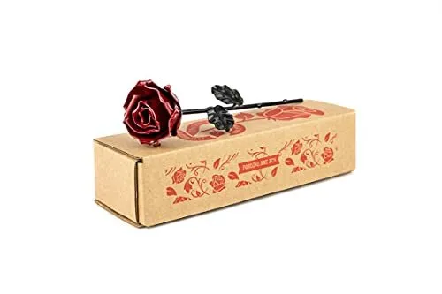Eternal Wrought Iron Rose - Hand forged () Red/Black
