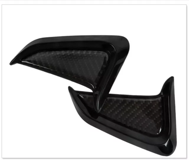 Universal Carbon Fiber Black Car Side Fender Cover Trim Molding Sticker Wing 2x