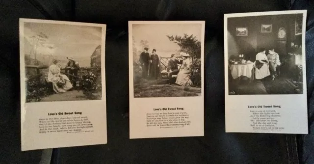 Vintage Postcard Set LOVE'S OLD SWEET SONG Bamforth Life Model RPPC 37 1-2-3