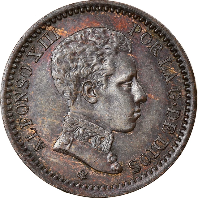 [#832100] Moneta, Spagna, Alfonso XIII, 2 Centimos, 1905, Madrid, SPL-, Rame, KM