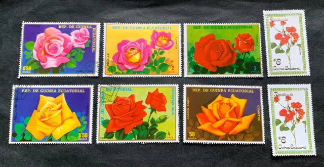 Equatorial Guinea 1975 flowers - 8 cancelled stamps