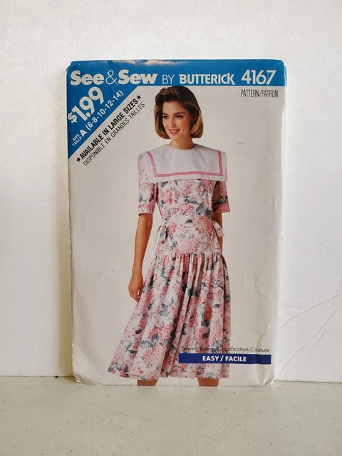Vintage Butterick See & Sew Sewing Pattern 4167 Misses Dress Sz 6-14 Uncut