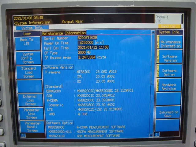 Anritsu MT8820C Radio Communication Analyzer + LTE FDD & Spectrum Monitor Option 3