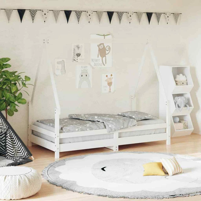 Giroletto per Bambini Bianco 80x160cm in Legno Massello di Pino vidaXL