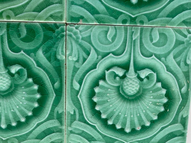 Tiles 4 pc Set England Majolica Rare Vintage Antique Collectible 1920s 3