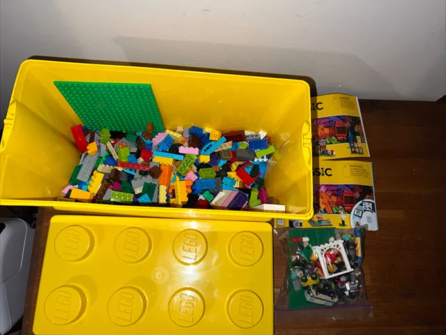 LEGO Storage Brick Case 8 Stud Large Yellow Container Plastic Bin Box - W/  Legos