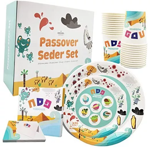 Passover Disposable Seder Plate Set - - 9" and 7" Plates, Ten Plagues Design