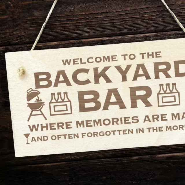 Backyard Bar Welcome Sign Hanging Home Bar Wooden Engraved Funny Plaques 2