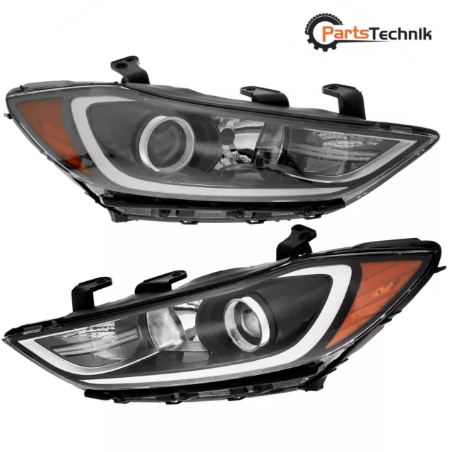 Pair For 2017 2018 Hyundai Elantra Headlights Halogen Driver+Passenger Side