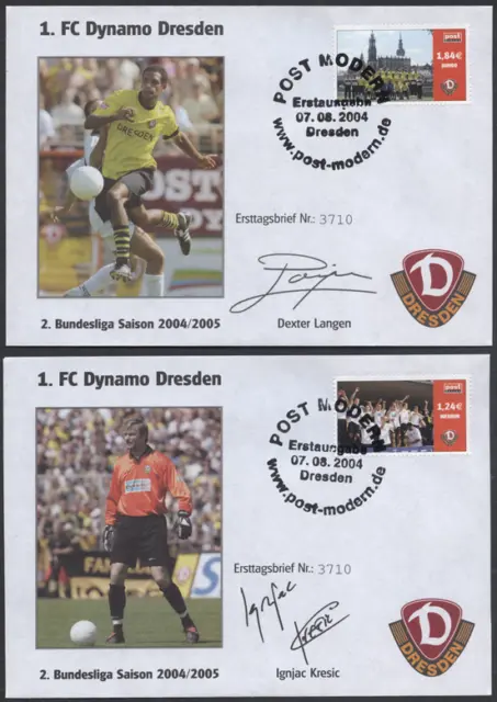 Privatpost 2004 Post modern "Fußball-Club Dynamo Dresden" MiNr 14-17 offiz. FDC