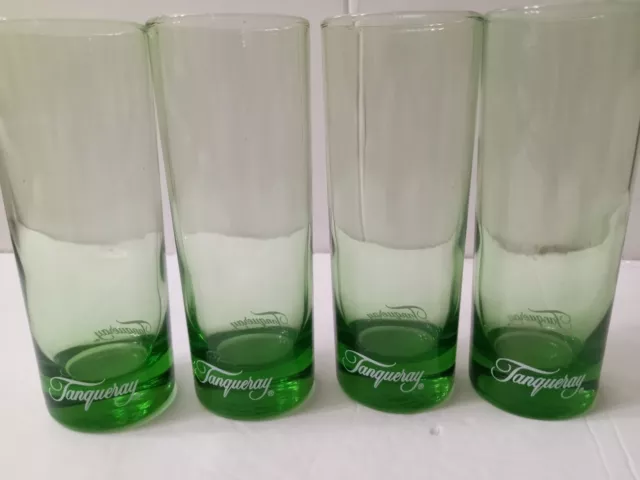 Vintage Green Tanqueray London Gin Tall Highball Glass Beverage Tumblers 6.25" 4