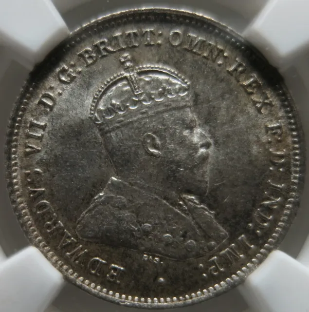 AUSTRALIA 6 pence Sixpence 1910 NGC MS 63 UNC Scarce Silver Edward Britain