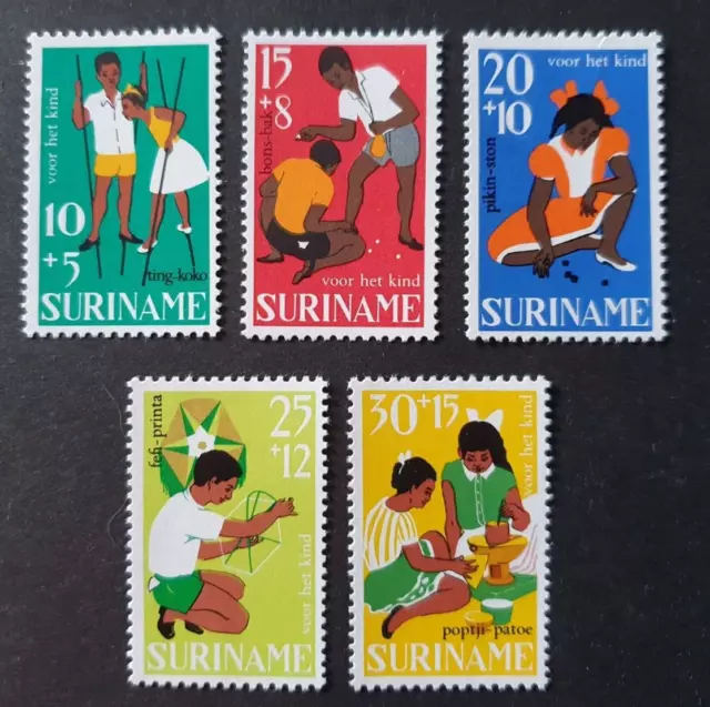 1967 Suriname Netherlands Set Child Welfare Games Toys Playing Kids Vf Mnh