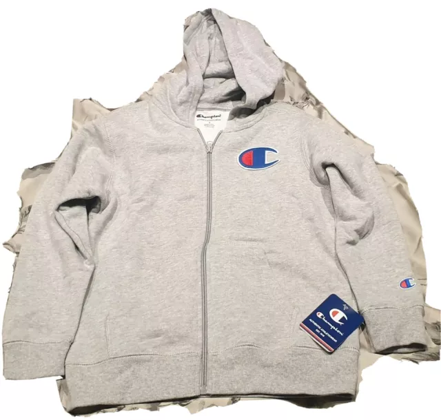 Champion light grey Champion logo zip up hoodie Size S Age 6-7-8 Years BNWT