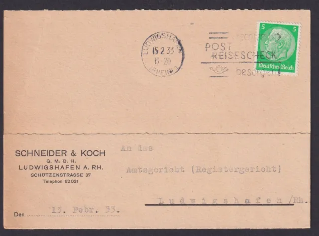 Ludwigshafen Rheinland Pfalz Deutsches Reich Karte Postsache SST Rechtzeitig