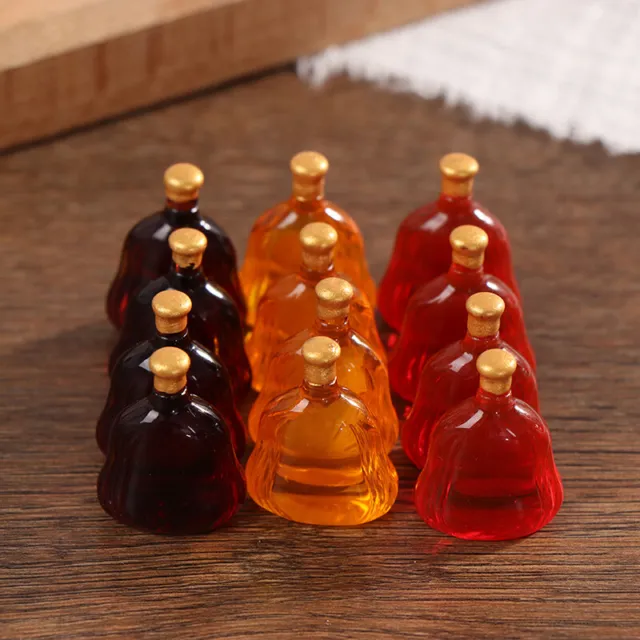 10Pcs Dollhouse Miniature Wine Bottles Pretend Play Doll Food Drink Accessor  ZT