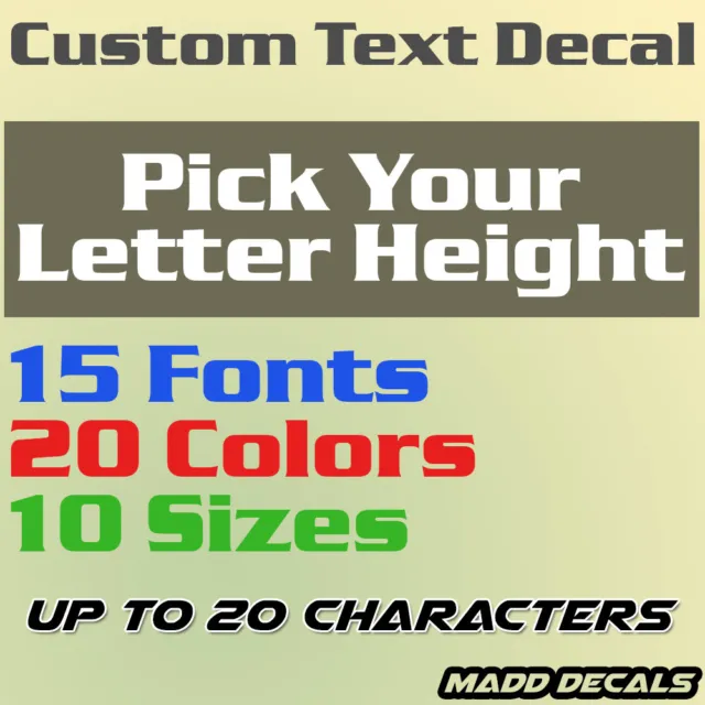 Custom Text Decal Name Vinyl Lettering Sticker Window Business Name Car Boat