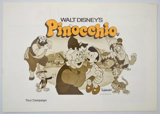 PINOCCHIO (1978 rr) Cinema Exhibitor's Campaign Press Book - Walt Disney