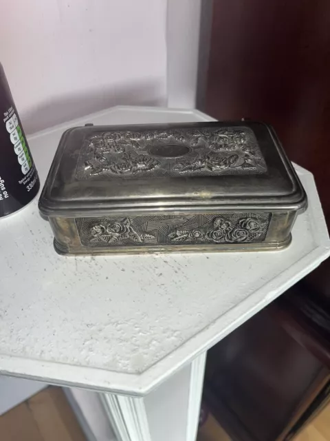 Vintage Silver Plate Ornate Box