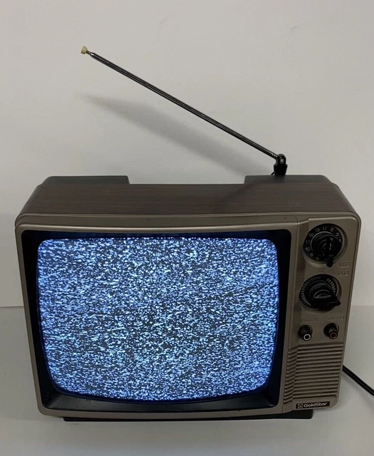 VINTAGE GOLDSTAR TELEVISION Black White Gaming TV 1987 Wood Grain ...
