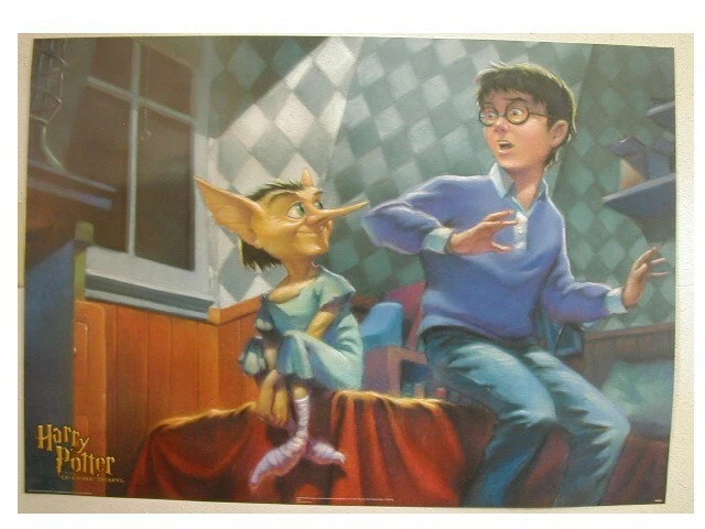 AFFICHE HARRY POTTER Chambre des Secrets dessin animé Dobby EUR 54,47