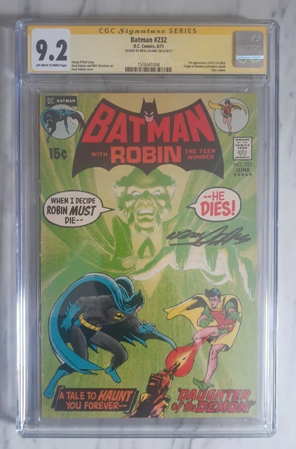 Batman #232 CGC 9.2 Yellow label Autograph Neal Adams 1st Ras Al Ghul D.C. Key