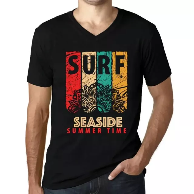 ULTRABASIC Homme Tee-Shirt Col V Surf D'Été En Bord De Mer Summer Time Surf In