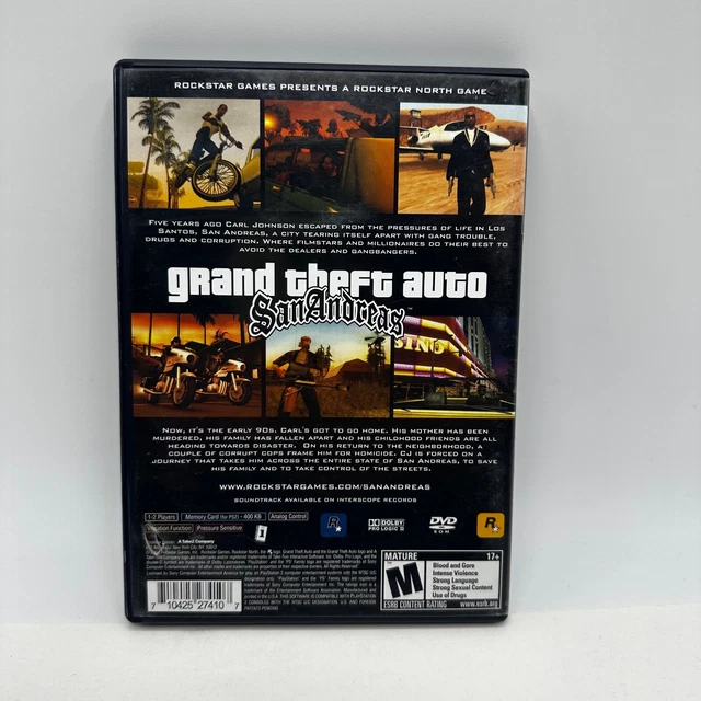 GRAND THEFT AUTO GTA San Andreas PS2 PlayStation 2 2004 nessun manuale ...