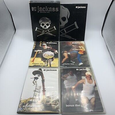 JACKASS The Box Set DVDs MTV *OOP* Rare (4 Discs & Book)