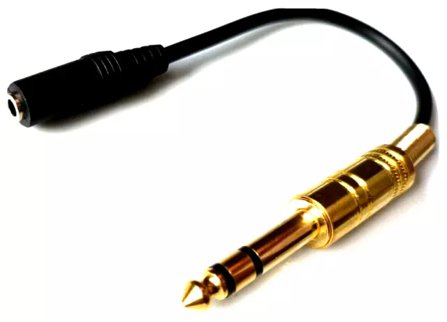 0,1m Adapter Kabel 3,5mm Klinke Buchse 6,3mm Klinken Metall Stecker goldfarben