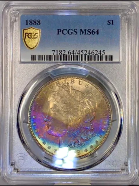 1886-P Morgan Dollar PCGS MS64 Gorgeous Blue Fire Orange Rainbow Toned w/Vid