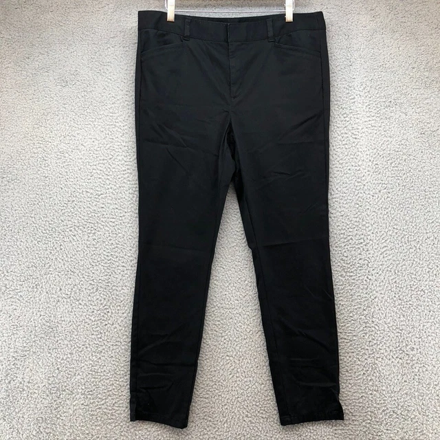 Loft Pants Trousers Womens 12 Black Mid Rise Straight Leg Flat Front Hook