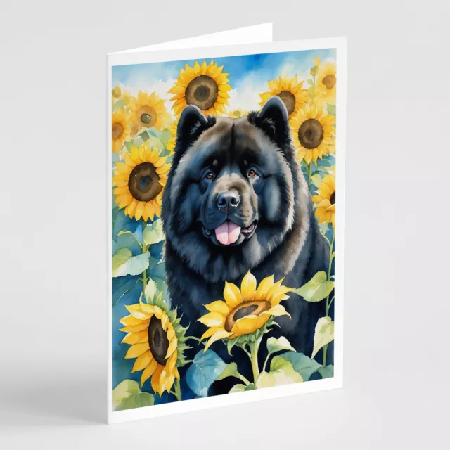 Chow Chow in Sunflowers Greeting Cards Envelopes Pack of 8 DAC6054GCA7P