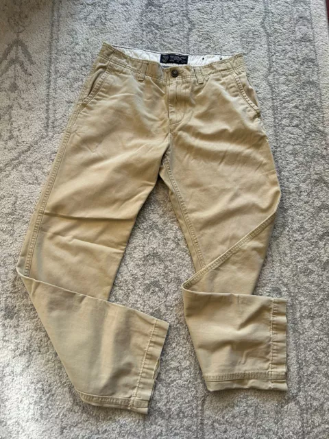 Mens 30 X 34 Pants Relaxed Khaki American Eagle Beige Flat Front Twill Chino AEO