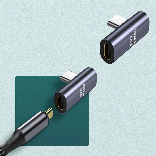1pc 90 Degree USB-C Male to USB C Female Adapter Data Right Angled Converters