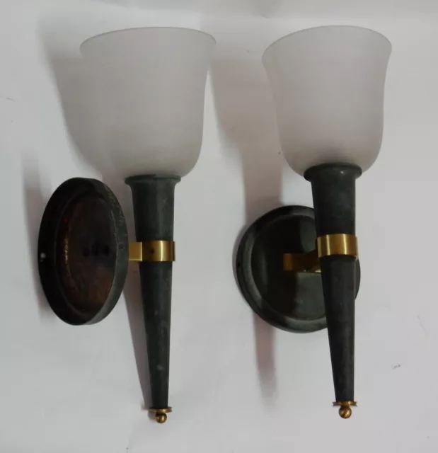 1940′ Paire d’Appliques Art Déco Par Perzel Signées